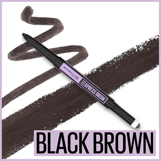 Maybelline Express Brow 2-In-1 Pencil And Powder Eyebrow Makeup, Black Brown, 1 Count