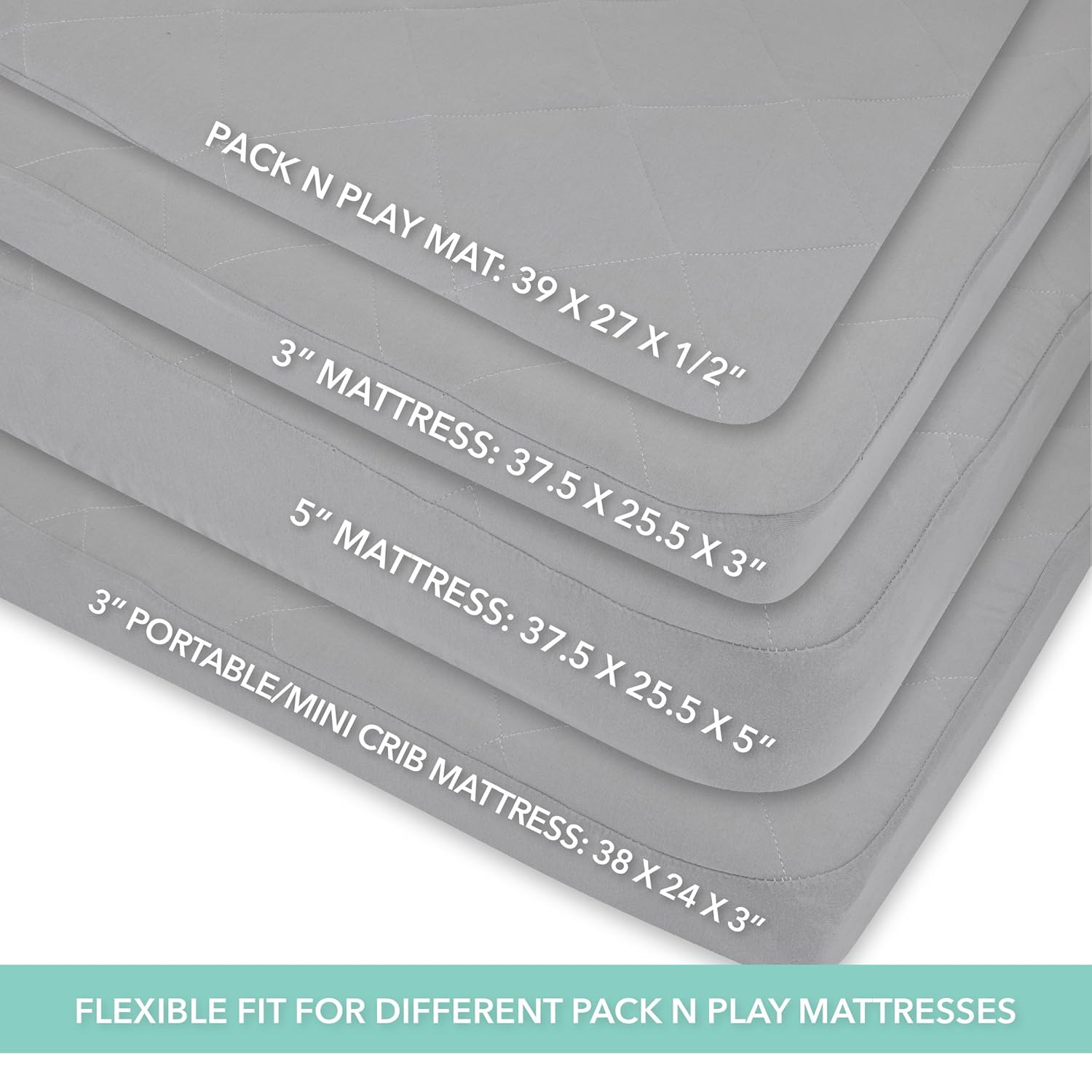 Ely'S & Co. Patent Pending Waterproof Cotton Quilted Pack N Play Sheet | Mini Crib Sheet | All In One Mattress Pad Cover And Cozy Sheet, Grey