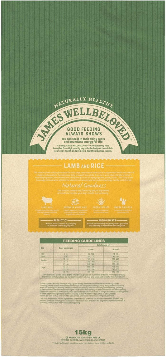 James Wellbeloved Senior Lamb & Rice 15 kg Bag, Hypoallergenic Dry Dog Food?02JS1