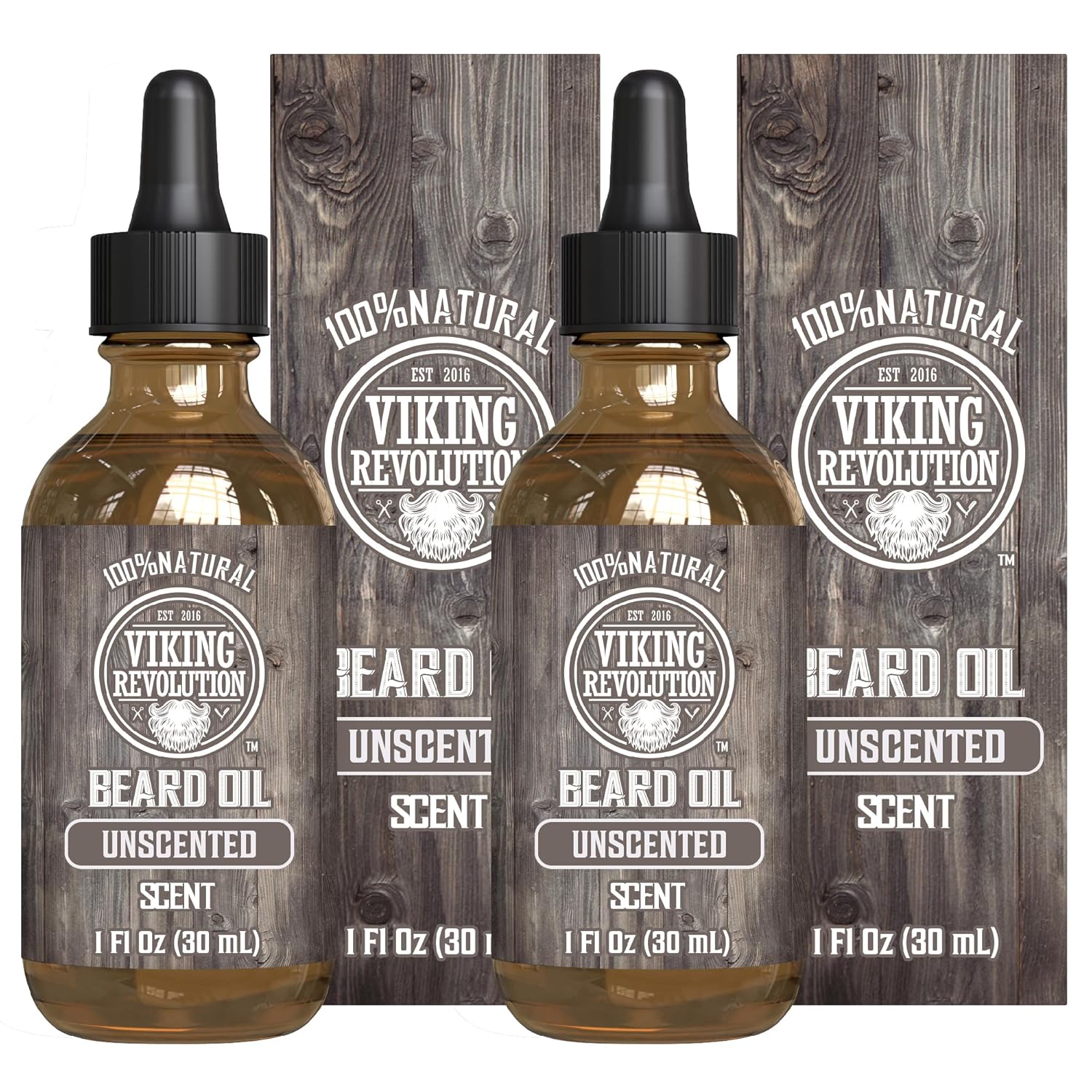 Viking Revolution Men'S Beard Oil With Argan And Jojoba Oils - Natural Softener And Conditioner, Strengthens And Moisturizes (Unscented, 2 Pack)