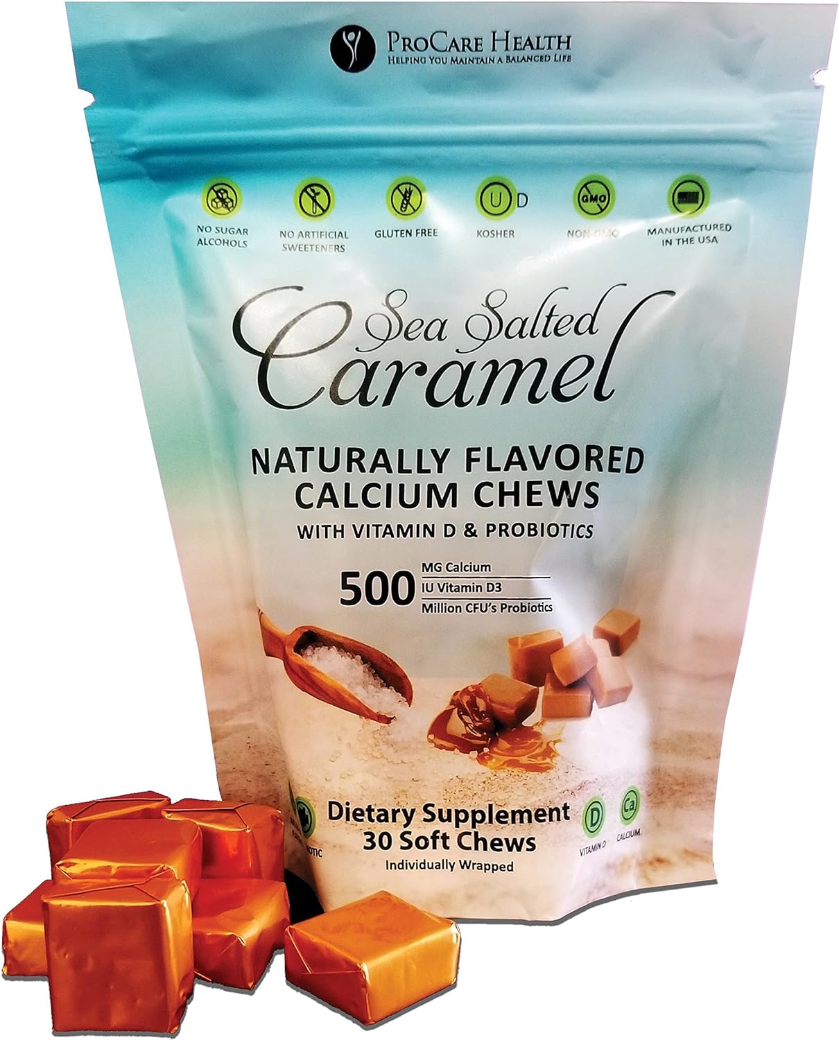 ProCare Health | Calcium Soft Chew | Sea Salted Caramel l 30 Count