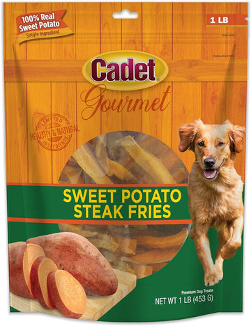 Cadet Gourmet Sweet Potato Fries Dog Treats - Healthy & Natural Sweet Potato Dog Training Treats For Small & Large Dogs - Inspected & Tested In Usa (1 Lb.)