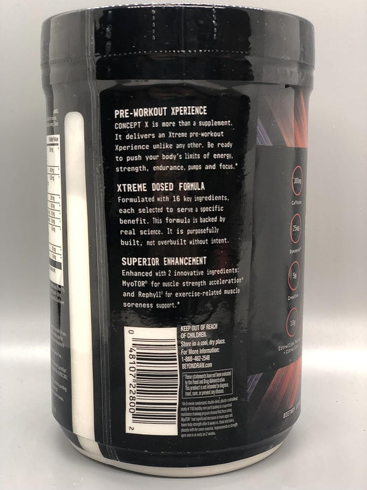 Beyond Raw Concept X | Clinically Dosed Pre-Workout Powder | Contains Caffeine, L-Citrulline, Creatine, And Beta-Alanine | Sweet & Tart | 20 Servings