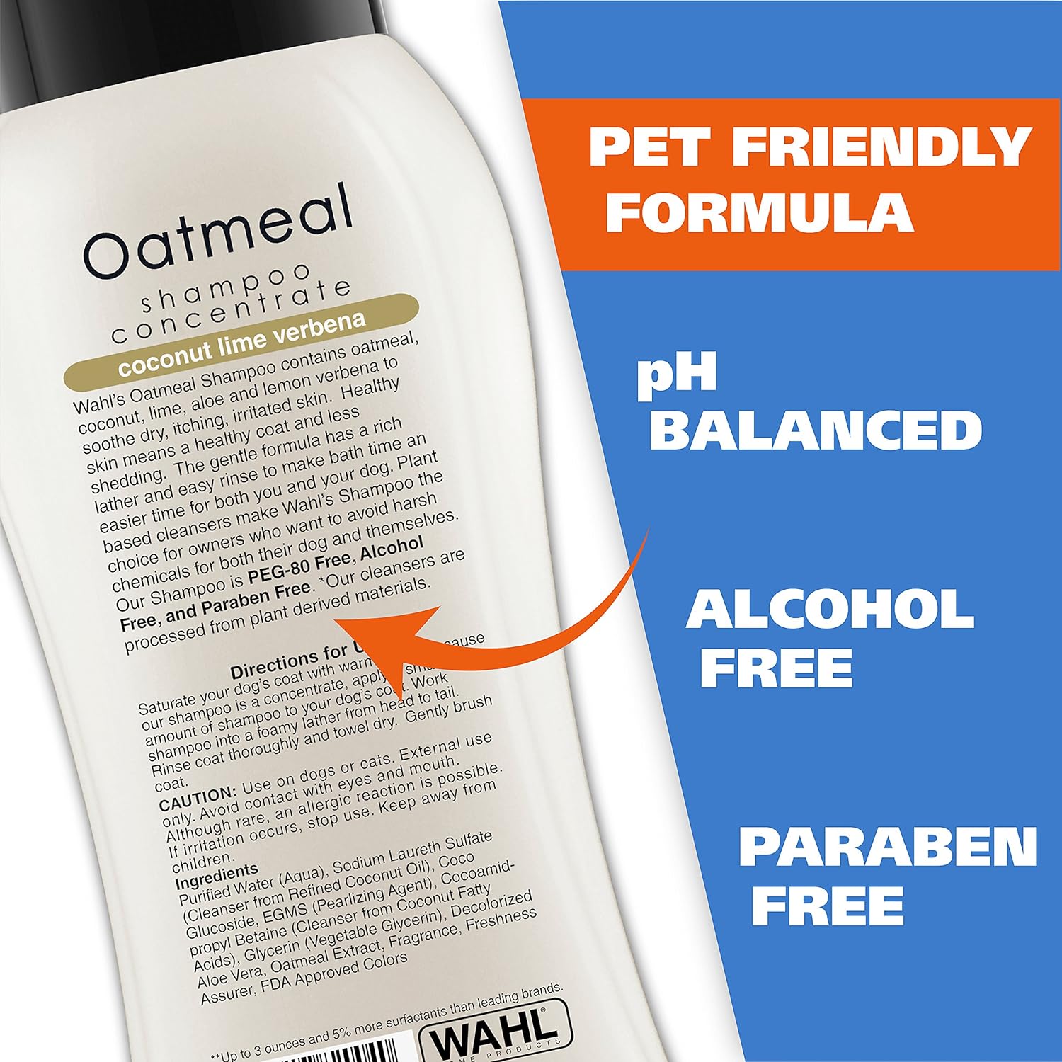 Pet Shampoos : Wahl USA Dry Skin & Itch Relief Pet Shampoo for Dogs – Oatmeal Formula with Coconut Lime Verbena & Pet Friendly Formula, 24 Oz - Model 820004A