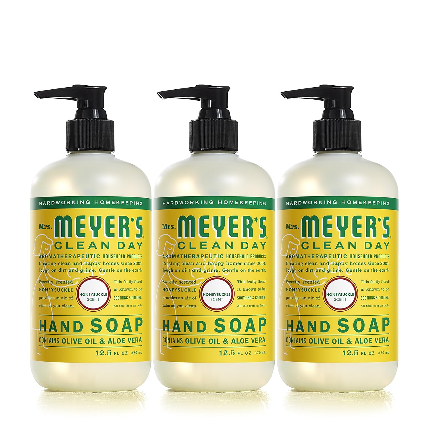 Mrs. Meyer'S Clean Day Hand Soap, Made With Essential Oils, Biodegradable Formula, Honeysuckle, 12.5 Fl. Oz - Pack Of 3