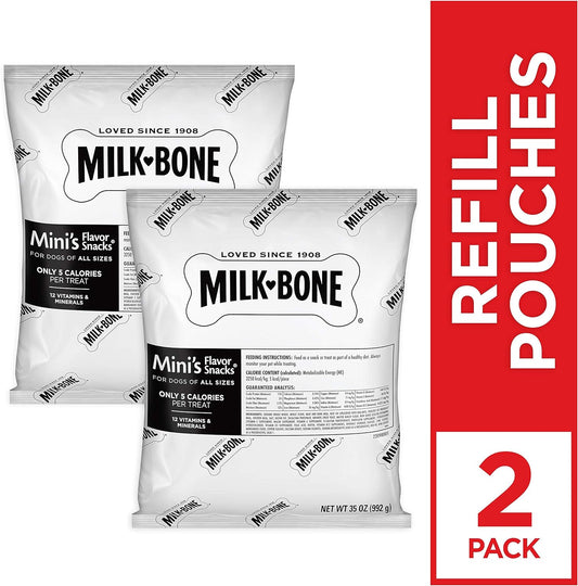 Milk-Bone Mini'S Flavor Snacks Dog Treats, 35 Ounce Refill Packs (Pack Of 2) Crunchy Texture Helps Reduce Tartar
