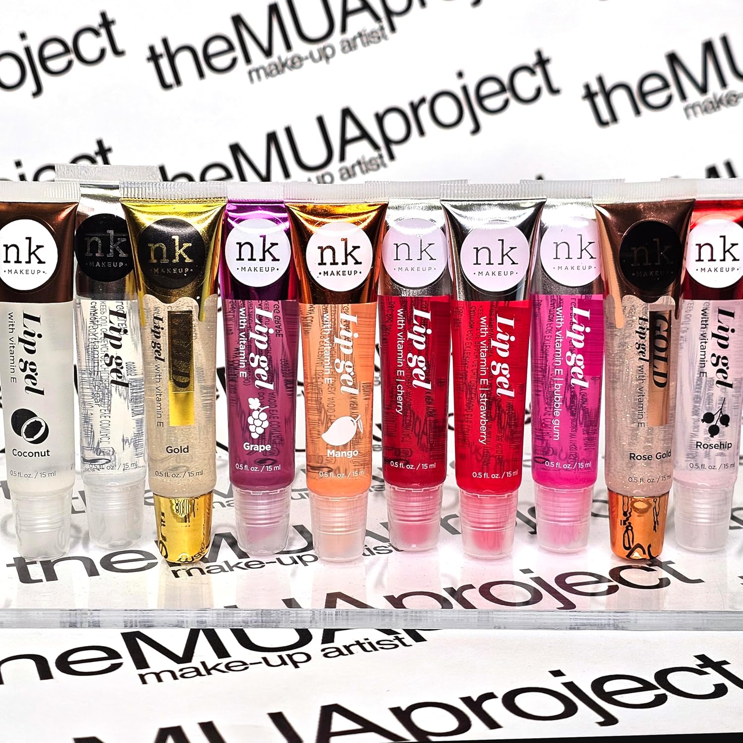 Bundle Of 10 Lip Glosses - Gold, Rose Gold, Clear, Rosehip, Coconut, Grape, Mango, Strawberry, Bubble Gum, And Cherry Hydrating Lip Glosses With Vitamin E With A Glossy Finish : Beauty & Personal Care