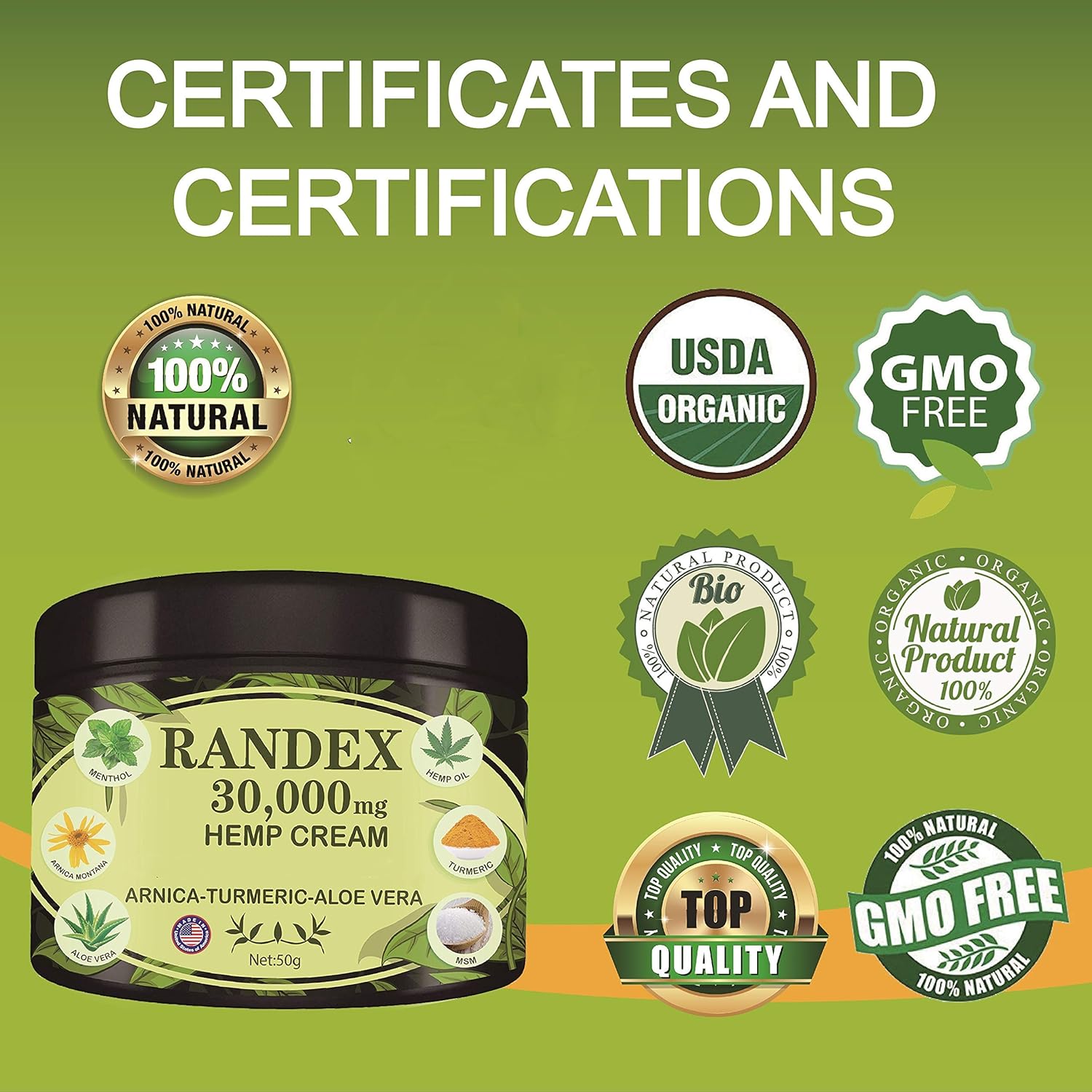 Randex 30000Mg Organic Hemp Cream, Natural For Sore Muscles, Stiff Joints, And Aching Knees, Shoulders, Or Body, Extra Strength : Health & Household