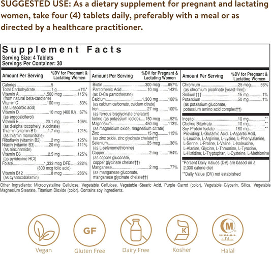 Solgar Prenatal Nutrients, 120 Tablets - Multivitamin & Mineral Formula for Pregnant & Lactating Women - Contains Zinc, Calcium Iron, Folic Acid, Vitamins C & E - Vegan, Gluten Free - 30 Servings