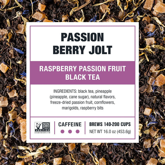 Tiesta Tea - Passion Berry Jolt, Raspberry Passion Fruit Black Tea, Premium Loose Leaf Tea Blend, Caffeinated Black Tea, Make Hot Or Iced Tea, Brews Up To 200 Cups - 16Oz Resealable Bulk Pouch