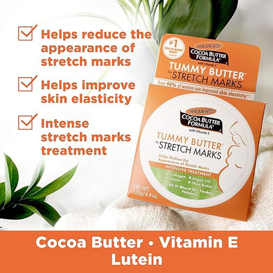 Palmer's Cocoa Butter Formula Tummy Butter Balm for Stretch Marks and Pregnancy Skin Care, 4.4 Ounces