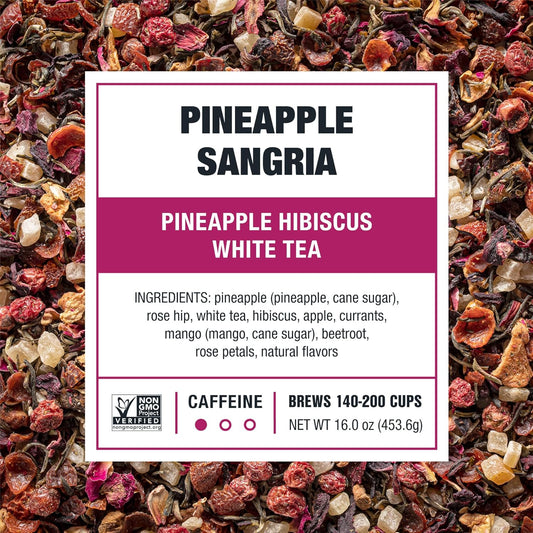 Tiesta Tea - Pineapple Sangria | Pineapple Hibiscus White Tea | Premium Loose Leaf Tea Blend | Low-Caffeinated Fruit Tea | Make Hot Or Iced Up & 200 Cups - 16 Oz Resealable Bulk Pouch