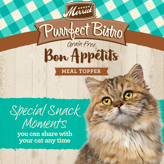 Merrick Purrfect Bistro Bon Appetits Premium Grain Free Wet Cat Food Topper, Salmon Recipe Morsels In Gravy - (Pack Of 24) 3 Oz. Pouches