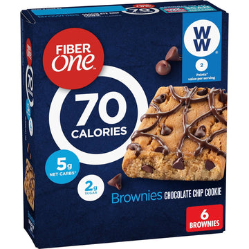 Fiber One 70 Calorie Brownies, Chocolate Chip Cookie, Snack Bars, 6 ct