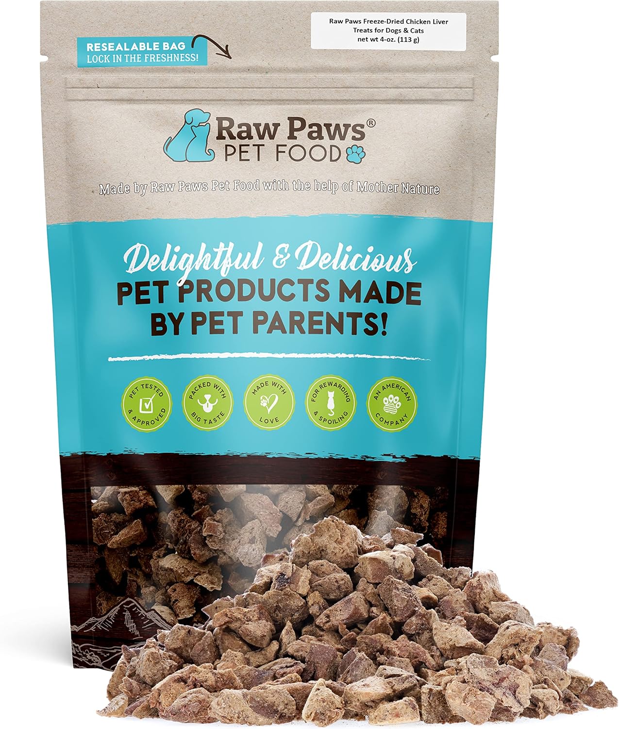 Raw Paws Freeze Dried Chicken Liver Dog Treats & Cats Treats, 4-Oz - Made In Usa - Freeze Dried Liver Treats For Dogs - Dog Liver Treats - Freeze Dried Liver For Dogs - Dried Liver Dog Treats
