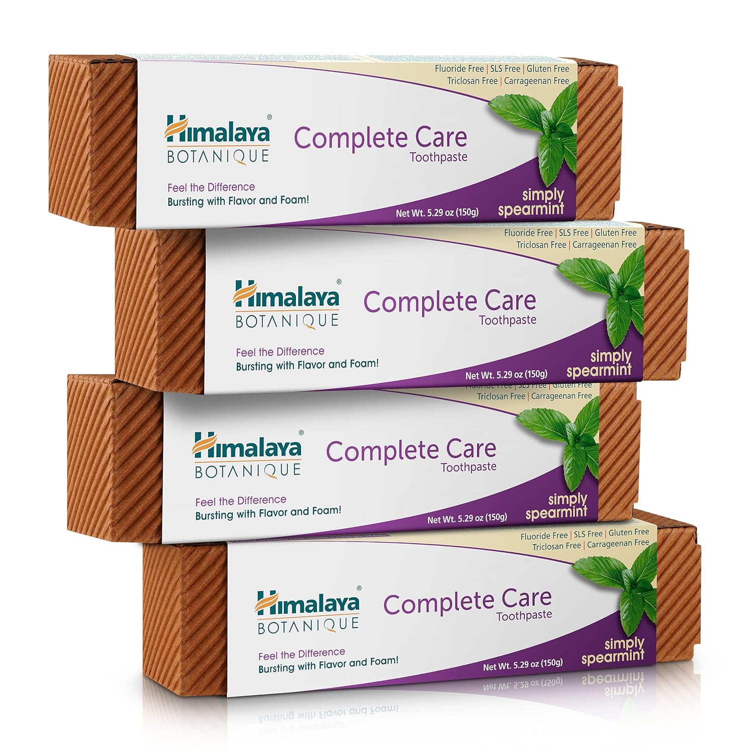 Himalaya Botanique Complete Care Toothpaste, Simply Spearmint, Plaque Reducer For Brighter Teeth And Fresh Breath, 5.29 Oz, 4 Pack