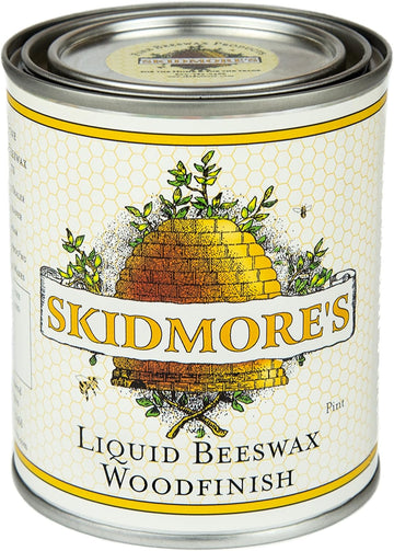 Skidmore's Premium Liquid Beeswax Wood Finish | Natural Non Toxic Formula Will Polish, Condition, Restore Interior Wood | Repair a Scratch, Restores Furniture, Hardwood Floor Restorer | 1 Pint