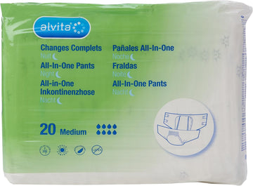 Alvita Incontinence All in One Maxi Night Pant, Medium, 24 pants