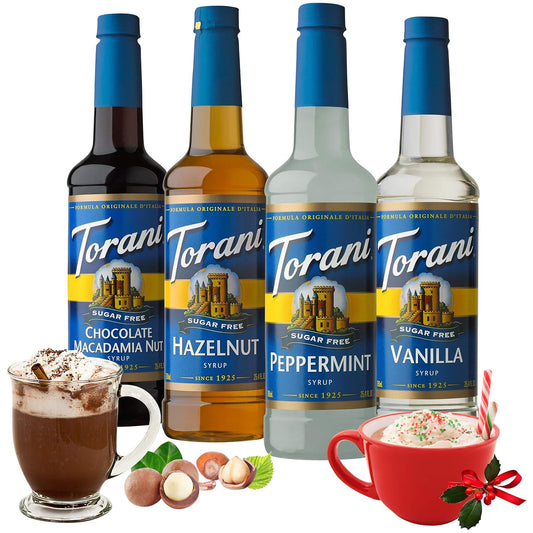 Torani Sugar Free Syrup, Holiday Variety Pack, 25.4 Ounce (Pack Of 4)