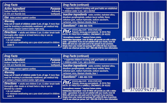 Crest 3D White Radiant Mint Whitening Toothpaste : Health & Household