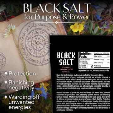 Black Salt For Protection Rituals & Wiccan Spells, Handcrafted Negative Energy Protection Crystals For Witchcraft, 2 Oz Bag, Witches & Wiccan Witchcraft Supplies
