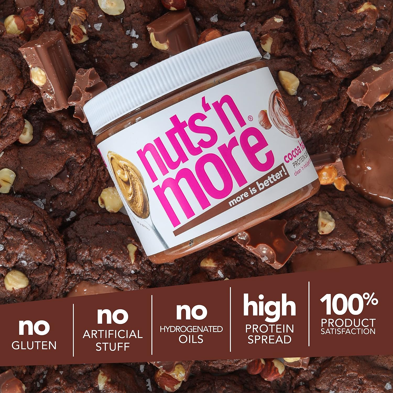 Nuts ‘N More Cocoa Hazelnut Butter Spread - High Protein, Low Carb, Low Sugar, Gluten Free, Non-Gmo, All-Natural Keto Nut Butter Snack (15Oz Jar) : Grocery & Gourmet Food