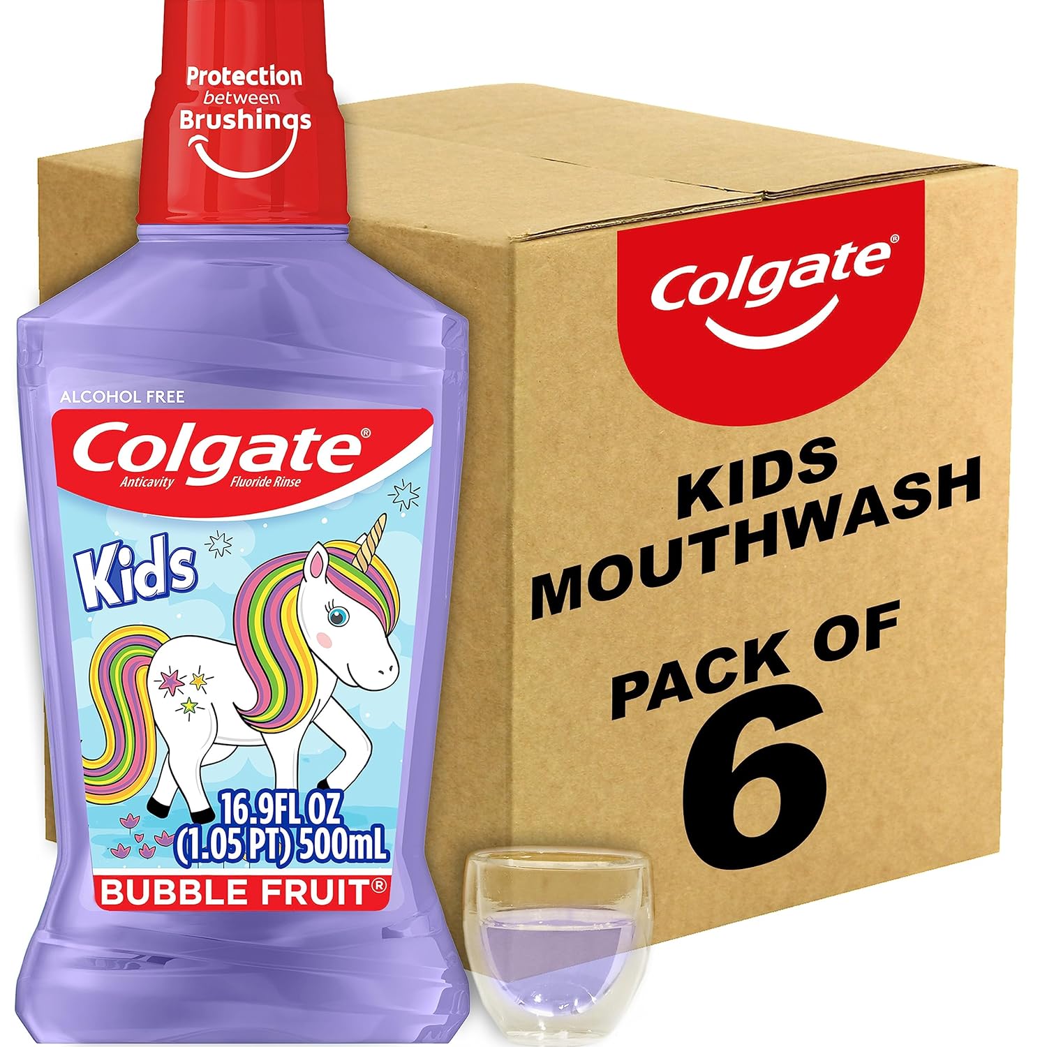 Colgate Kids Mouthwash, Unicorn, Bubble Fruit Flavor, Anticavity Fluoride Mouthwash, 16.9 Ounce