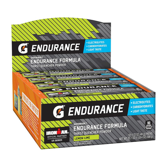 Gatorade Endurance Formula Powder Sticks, Lemon Lime, 1.72 Oz. Packs, 12 Count