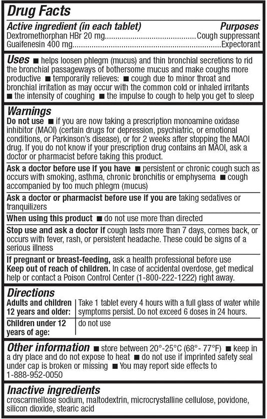 Healtha2Z® Mucus Relief Dm | Dextromethorphan Hbr 20Mg | Guaifenesin 400Mg | Cough, Immediate Release, Uncoated (200 Count (Pak Of 1))