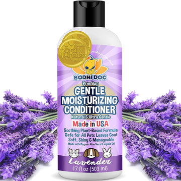 Bodhi Dog Gentle Moisturizing Conditioner | Dog Conditioner | Soothing Plant-Based Formula | Leaves Coat Shiny & Manageable | Made W/Soothing Aloe Vera & Jojoba Oil | Made In Usa (Lavender, 17Oz)