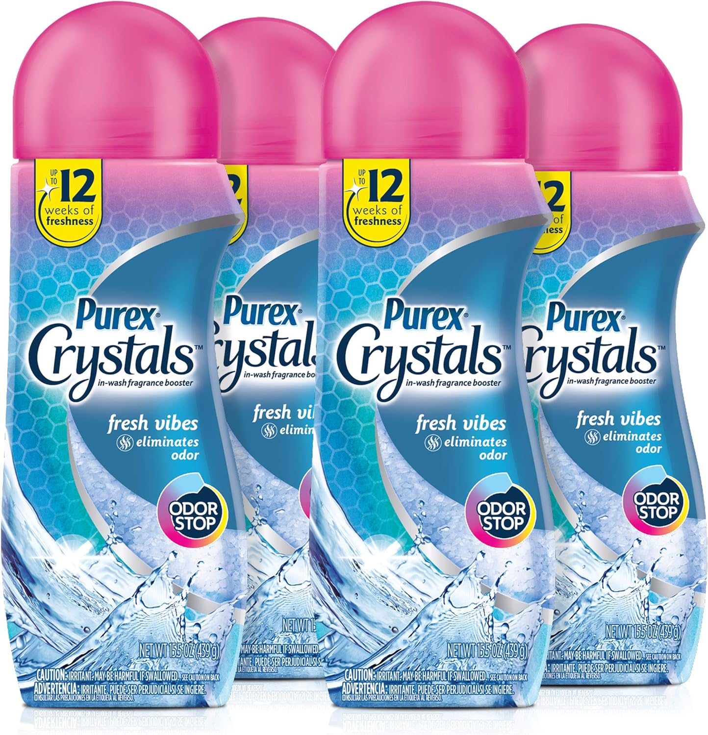 Purex Crystals in-Wash Fragrance and Scent Booster, Fresh Vibes, 15.5 Ounce (Pack of 4)