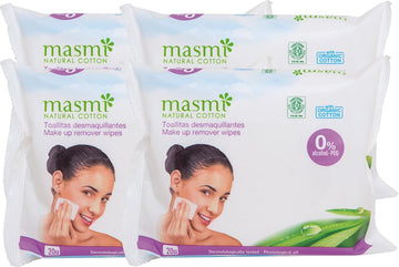 Masmi Natural Cotton Bio Make-Up Cleaning Wipes (4 Packs Of 20)