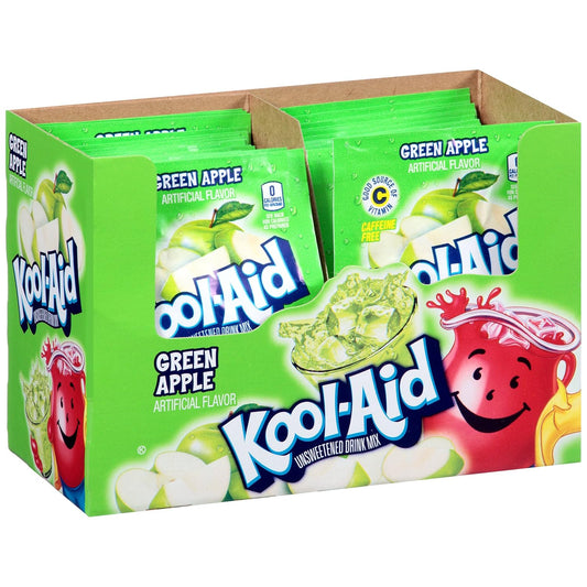 Kool-Aid Unsweetened Caffeine Free Green Apple Zero Calories Powdered Drink Mix Pitcher Packets , 48 Count ( Pack Of 4 )