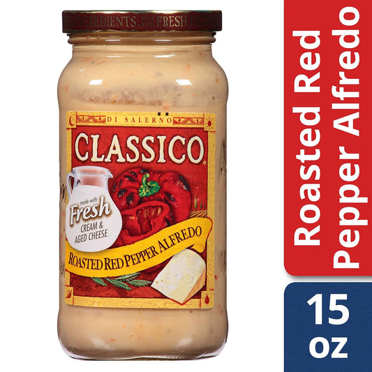 Classico Roasted Red Pepper Alfredo Pasta Sauce (15 Oz Jar)