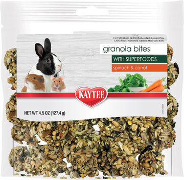 Kaytee Granola Bites With Superfoods Spinach And Carrot For Rats, Mice, Hamsters, Gerbils, Rabbits, Guinea Pigs And Chinchillas, 4.5Oz