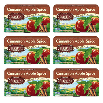Celestial Seasonings Cinnamon Apple Spice Herbal Tea, Caffeine Free, 20 Tea Bags Box, (Pack Of 6)