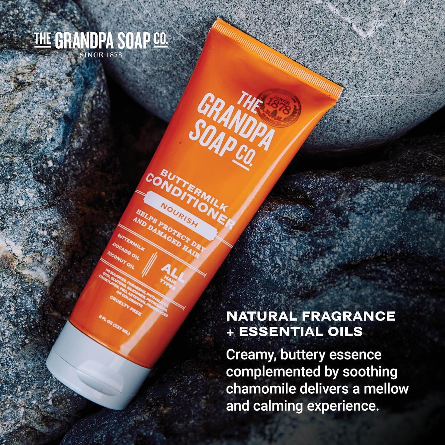 The Grandpa Soap Company Buttermilk Conditioner - Nourishing Formula To Help Strengthen And Hydrate Hair, With Coconut Oil & Silk Protein, Sulfates And Parabens Free, 8 Fl Oz : Beauty & Personal Care