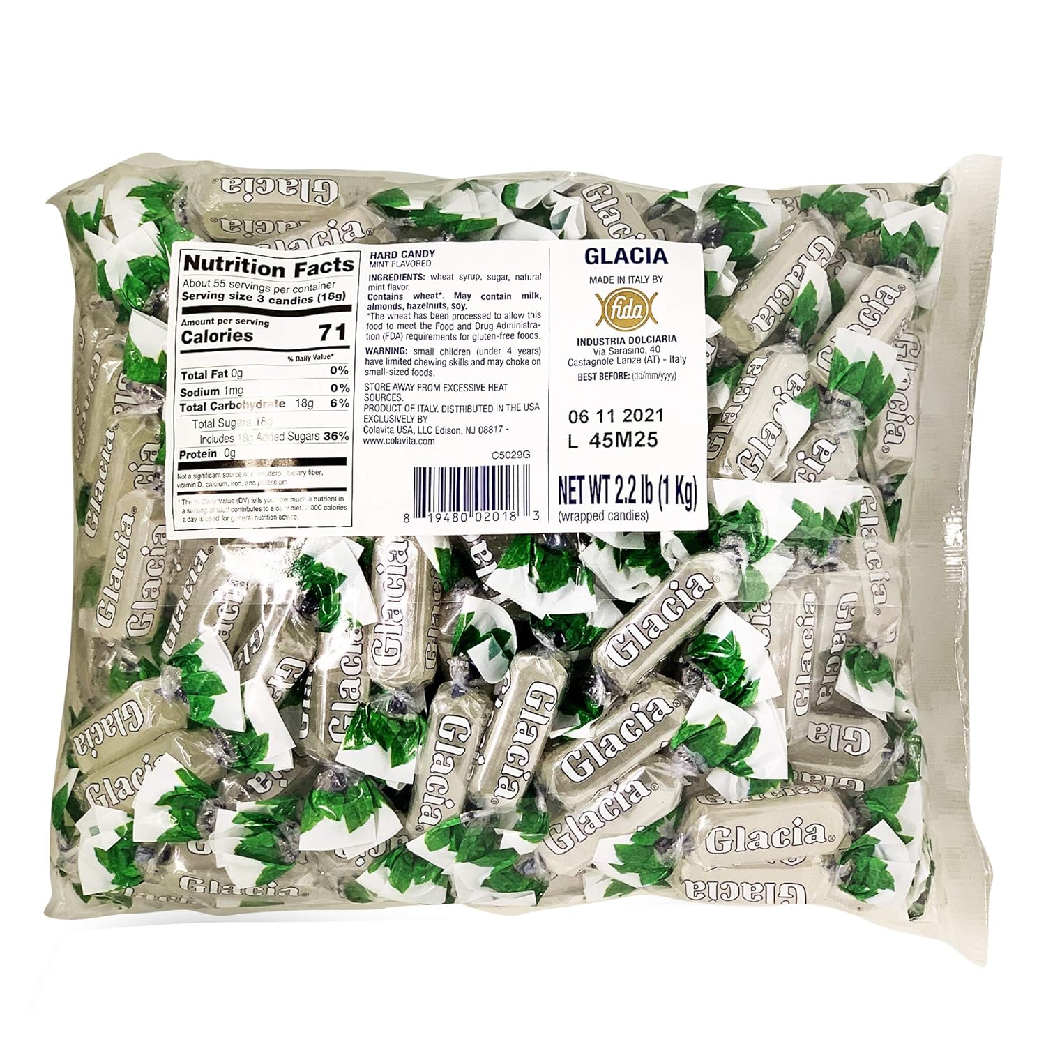 Fida - Wrapped Glacia Mint Hard Candy - 2.2 lbs Package