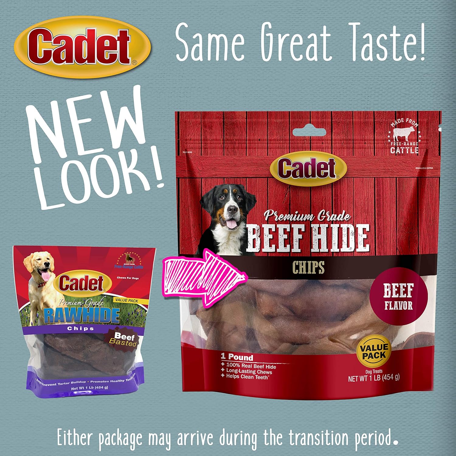 Cadet Premium Grade Beef Hide Chips for Dogs Beef Flavor 1 Pound : Pet Rawhide Treat Chips : Pet Supplies
