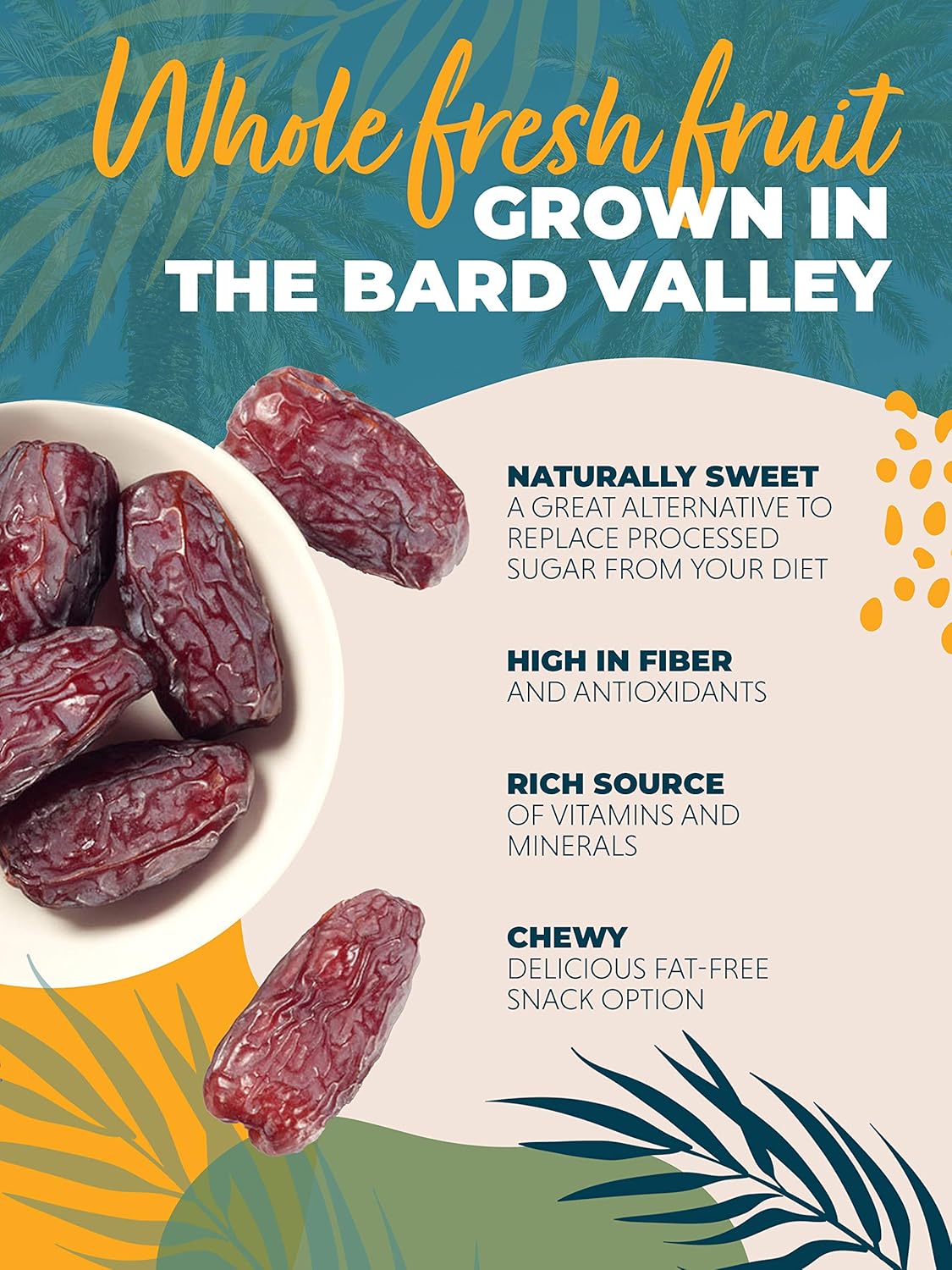 Natural Delights Organic Medjool Dates – Large & Plump Usda Certified , Non-Gmo Verified, Good Source Of Fiber, Naturally Sweet Fruit Snack, Perfect For On-The-Go - Whole Medjool Dates Organic, 1 Lb Oz Container : Grocery & Gourmet Food