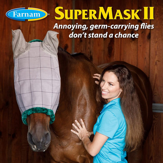 Farnam Supermask Ii Classic Horse Fly Mask With Ears, Horse Size, Assorted