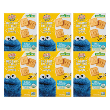 Earth'S Best Organic Kids Snacks, Sesame Street Toddler Snacks, Organic Letter Of The Day Cookies For Toddlers 2 Years And Older, Vanilla, 5.3 Oz Box (Pack Of 6)