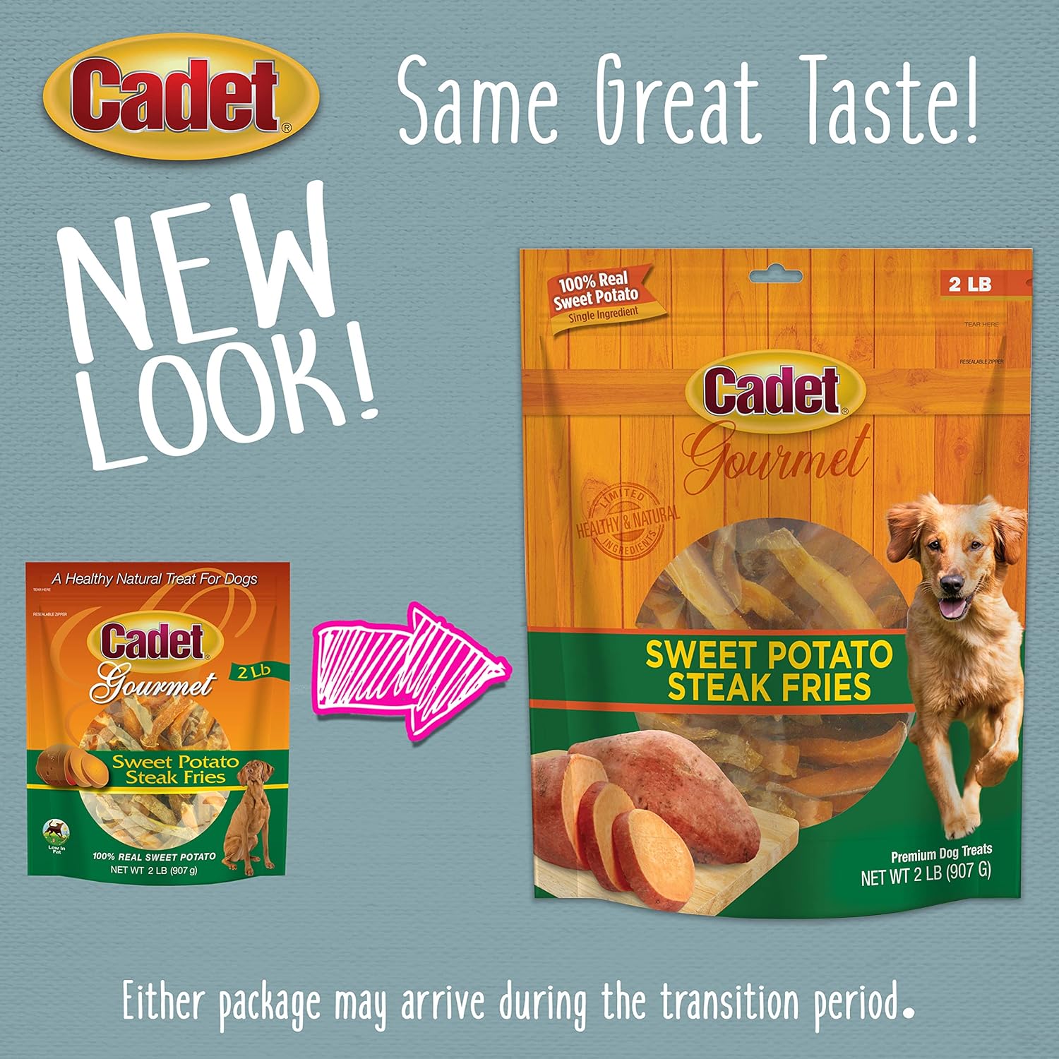 Cadet Gourmet Sweet Potato Fries Dog Treats - Healthy & Natural Sweet Potato Dog Training Treats for Small & Large Dogs - Inspected & Tested in USA (2 lbs.) : Pet Snack Treats : Pet Supplies