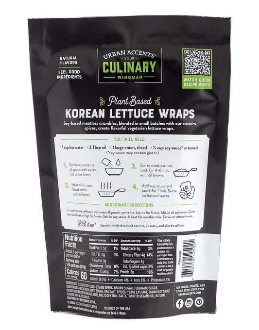 Urban Accents Korean BBQ Plant Based Meatless Mix – Gluten Free Plant Based Protein & Korean Seasoning Blend, 3-pack