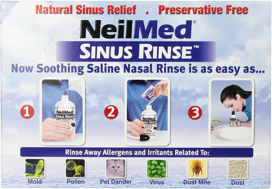 NeilMed Sinus Rinse - 2x8fl oz Bottles Nasamist Saline Spray 75mL - 250 Packets