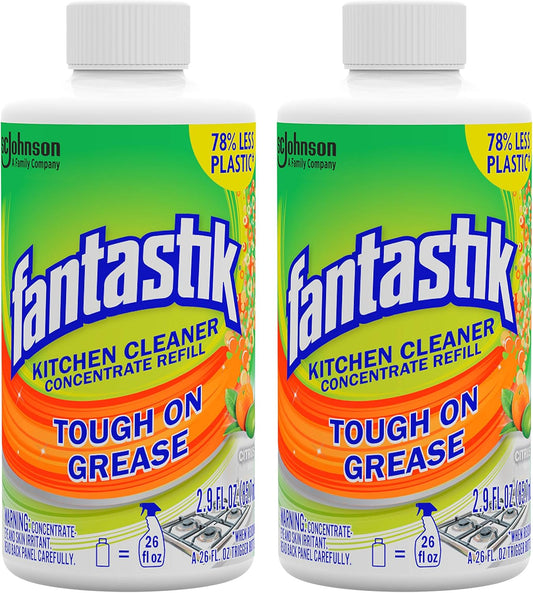 Fantastik Kitchen Cleaner Concentrate, Two 2.9 Oz Concentrated Refill Bottles