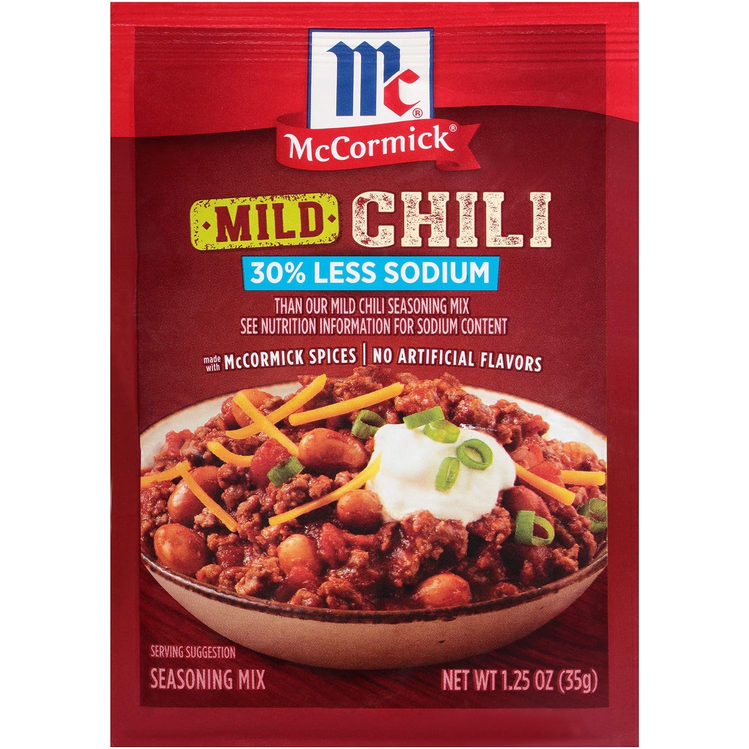 McCormick 30% Less Sodium Mild Chili Seasoning Mix, 1.25 oz (Pack of 12)