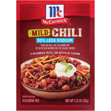 Mccormick 30% Less Sodium Mild Chili Seasoning Mix, 1.25 Oz (Pack Of 12)