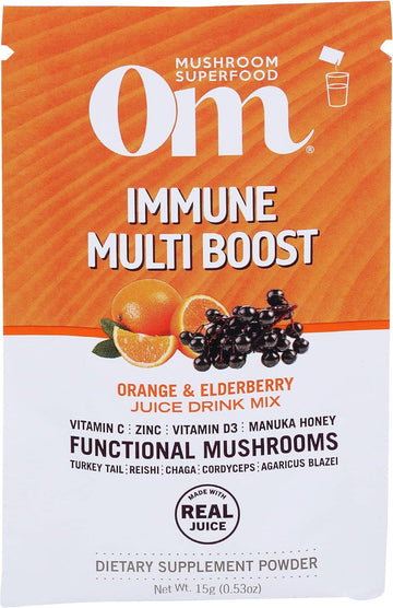 Om Mushroom Superfood Orange & Elderberry Immune Multi Boost Drink Mix, 0.5