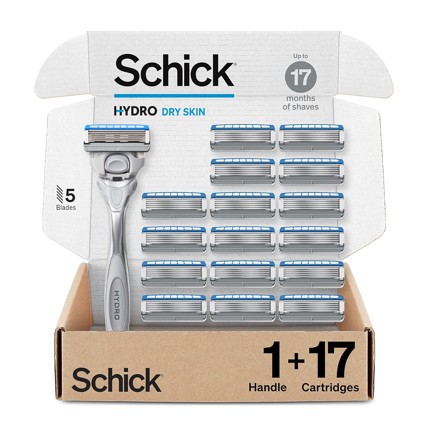 Schick Hydro Dry Skin Razor — Razor for Men with Dry Skin with 17 Razor Blades